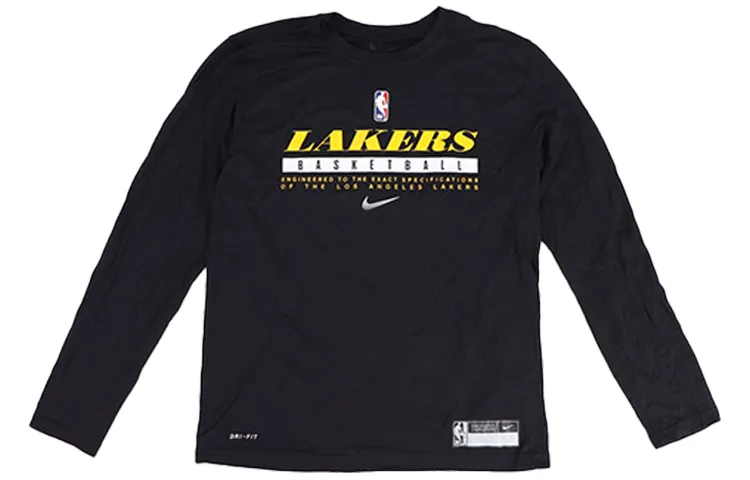 Nike NBA T-Shirts Men's Black Crew Neck Moderate Straight Fit