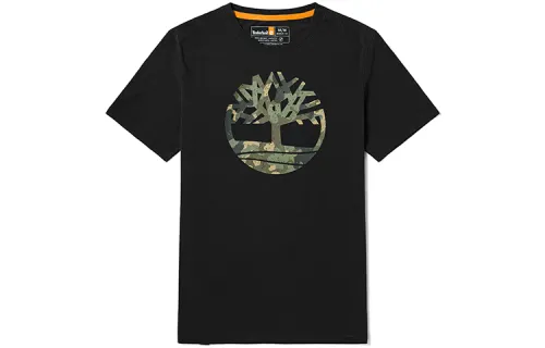 Timberland T Shirts Men's Black Crew Neck Moderate Straight Fit