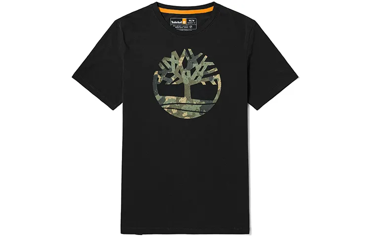 Timberland T Shirts Men's Black Crew Neck Moderate Straight Fit