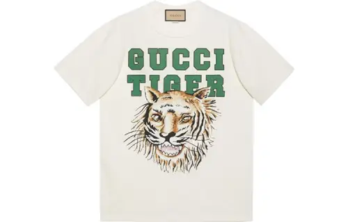 GUCCI Chinese New Year T Shirts Men's Crew Neck Moderate Straight Fit