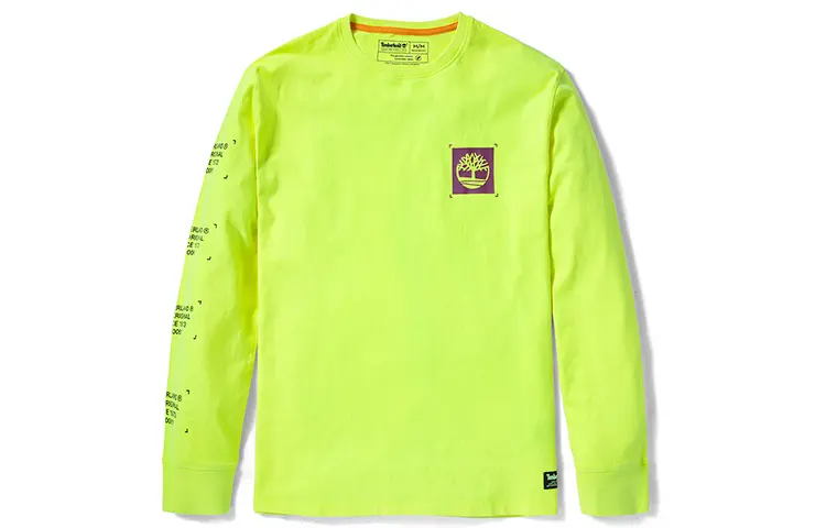 Timberland T Shirts Men's Bright Yellow Crew Neck Moderate Straight Fit