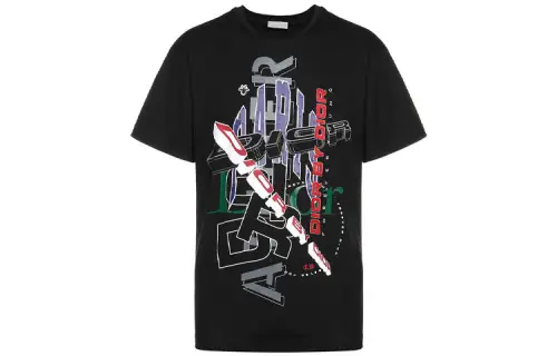 DIOR Quarterly New Products T Shirts Men's Black Crew Neck Straight Fit