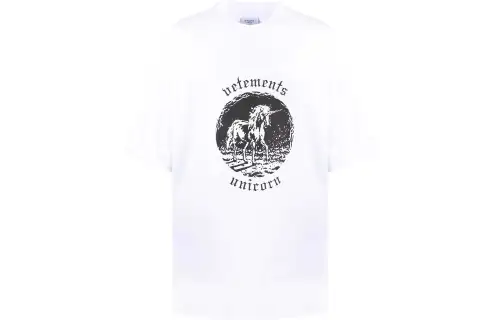 Vetements T Shirts Men's White Crew Neck Moderate Straight Fit