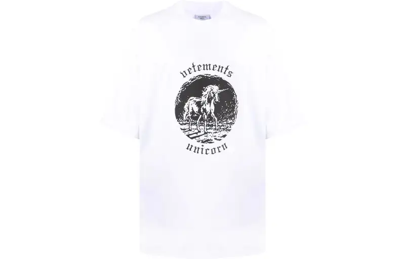 Vetements T Shirts Men's White Crew Neck Moderate Straight Fit