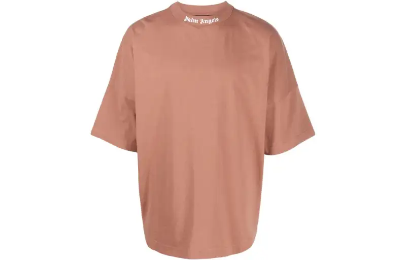 PALM ANGELS Mock Neck Logo T Shirt