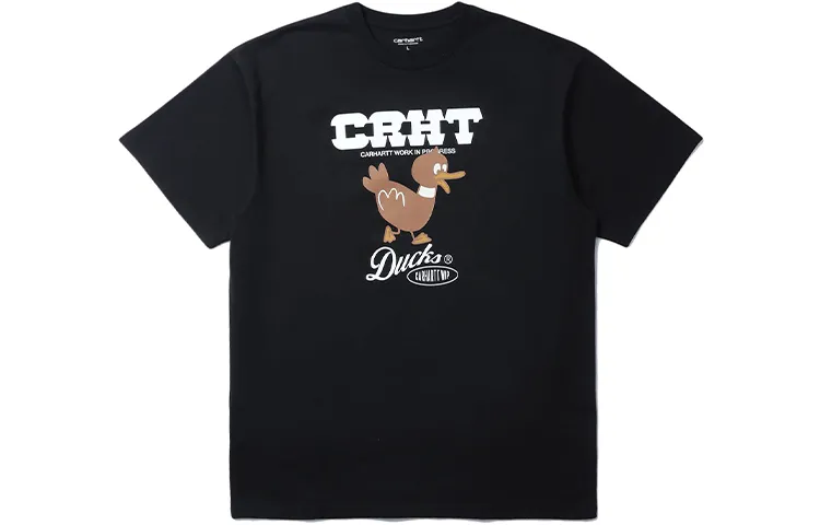 Carhartt WIP T-Shirts Men's Black Crew Neck Moderate Straight Fit