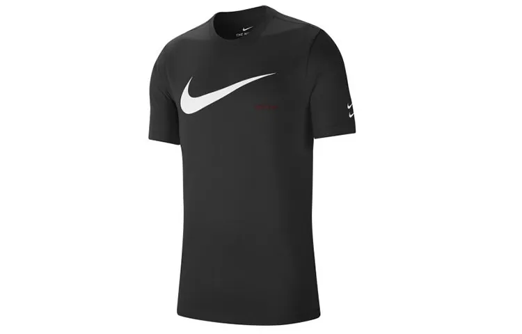 Nike T-Shirts Men's Black Crew Neck Moderate Straight Fit