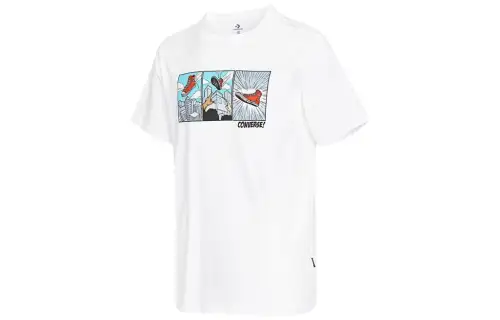 Converse T Shirts Men's White Crew Neck Moderate Straight Fit