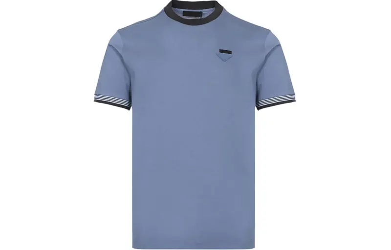 PRADA T Shirts Men's Sky Blue Crew Neck Moderate Straight Fit