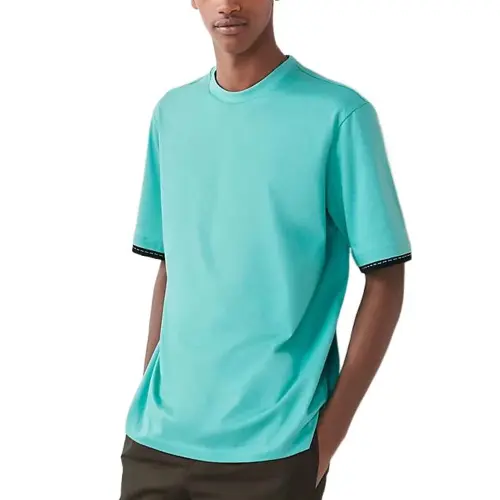 HERMES T Shirts Men's Teal Crew Neck