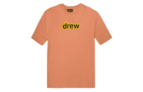 Drew house Letter Logo Series T Shirts Unisex Pink Peach Crew Neck Moderate Straight Fit