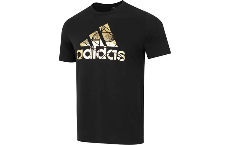 Adidas T-Shirts Men's Black Crew Neck Moderate Straight Fit