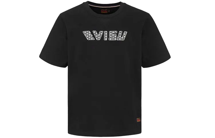 EVISU T Shirts Men's Black Crew Neck Moderate Straight Fit