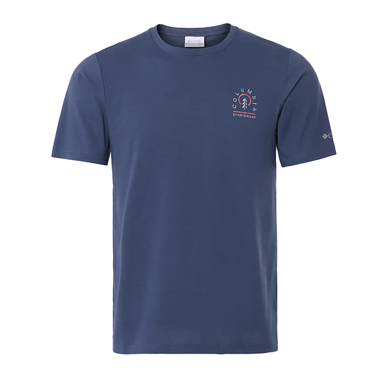 Columbia T-Shirts Men's Blue Crew Neck Moderate Straight Fit