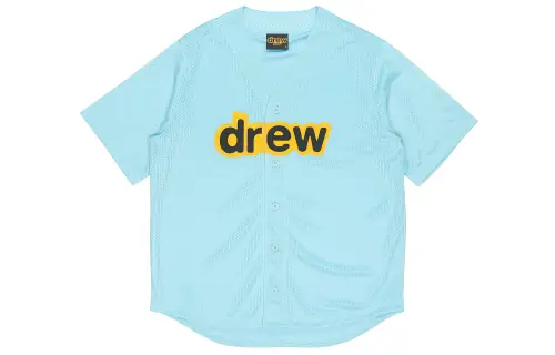 Drew house Letter Logo Series T Shirts Unisex Blue V Neck Moderate Straight Fit