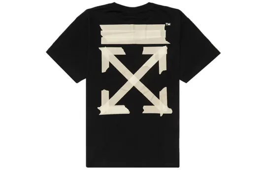 OFF WHITE Ss20 T Shirts Men's Black Crew Neck Moderate Straight Fit