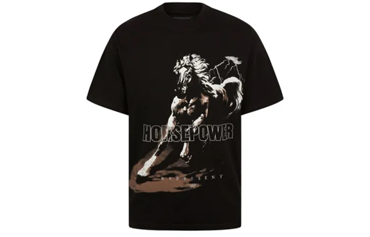 REPRESENT T Shirts Men's Black Crew Neck Moderate Straight Fit