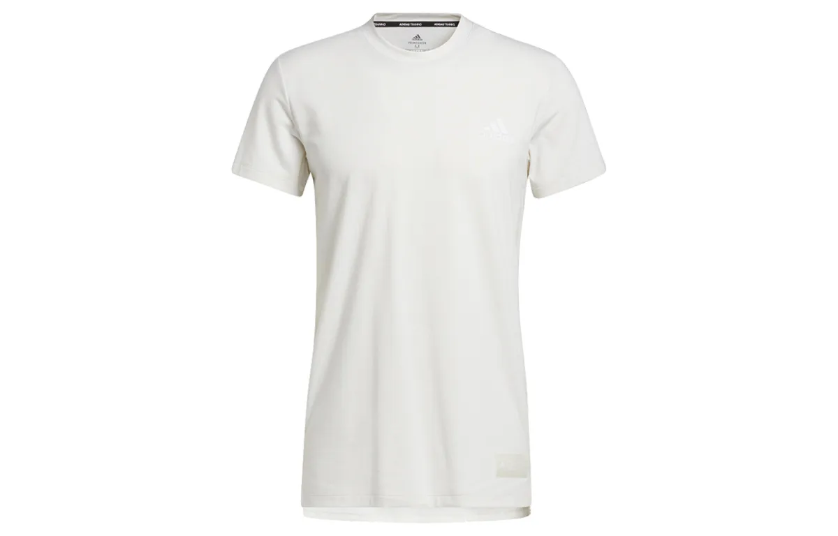 Adidas T-Shirts Men's White Crew Neck Moderate Straight Fit