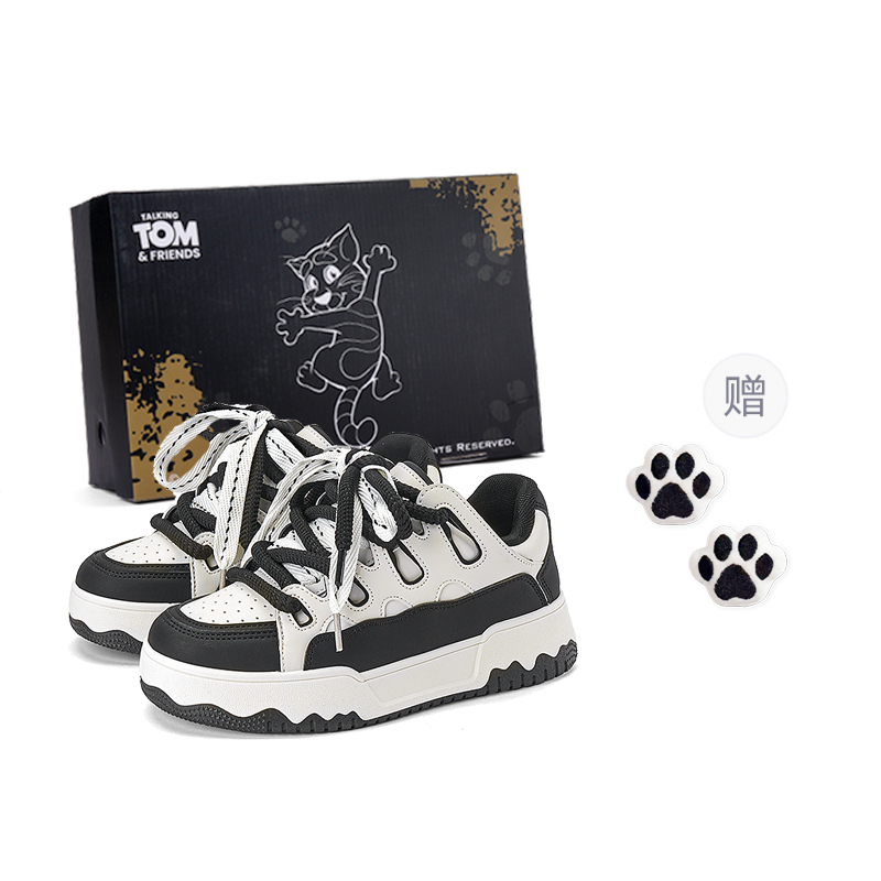 TALKING TOM Дизайн сплайсинга Говорящего Кота Тома винтаж модные популярный Универсальный белый обувь пакет Оберточная бумага нескользящие Амортизирующий, ударопрочный, износостойкий, сбалансированный и легкий. воздухопроницаемый Увеличивать высокая Низкая банда панель обувь мужской стиль