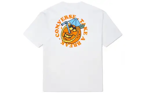 Converse T Shirts Men's White Crew Neck Moderate Straight Fit