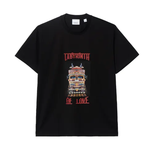 Burberry T Shirts Men's Black Crew Neck Moderate Straight Fit