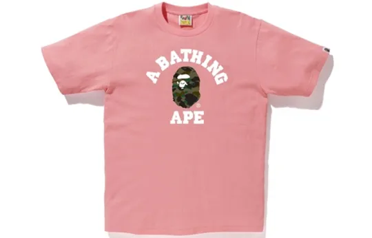 A BATHING APE Head Series T Shirt Unisex Cherry Blossom Pink