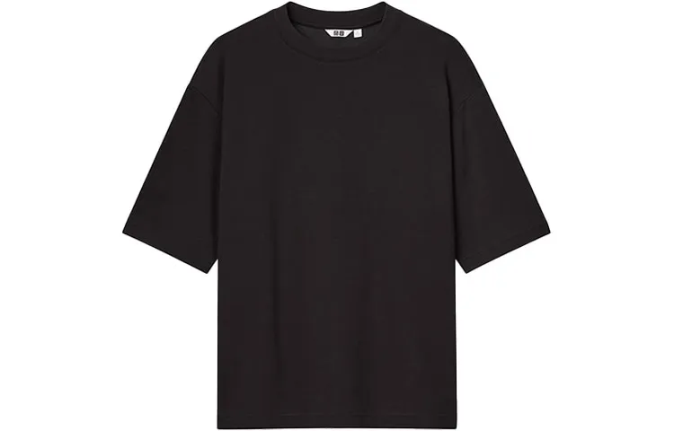UNIQLO T Shirts Unisex Black Crew Neck Moderate Straight Fit