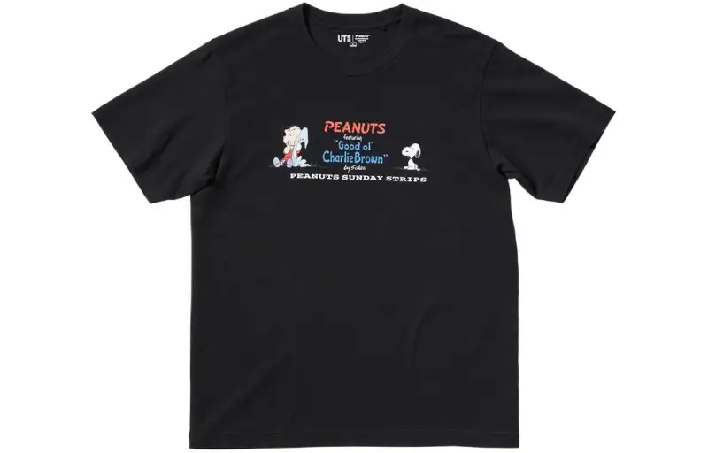 UNIQLO T Shirts Unisex Black Crew Neck Moderate Straight Fit