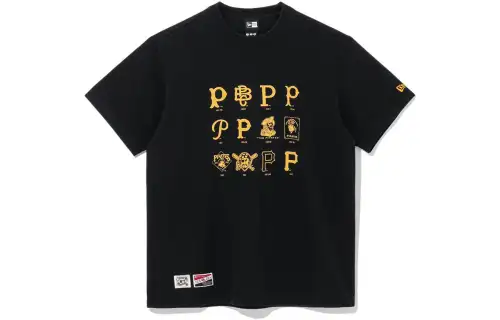 New Era SS22 Major League Baseball Team Logo Historical Pittsburgh Pirates Graphic Straight Round Neck T-Shirt Men's Black