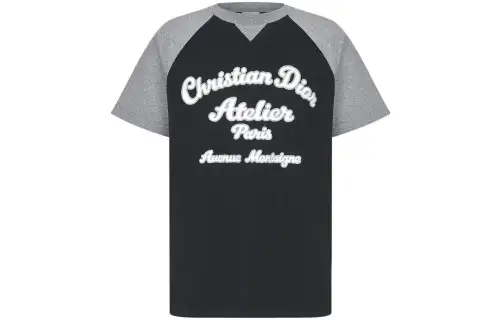 DIOR Quarterly New Products T Shirts Men's Black Crew Neck Moderate Straight Fit
