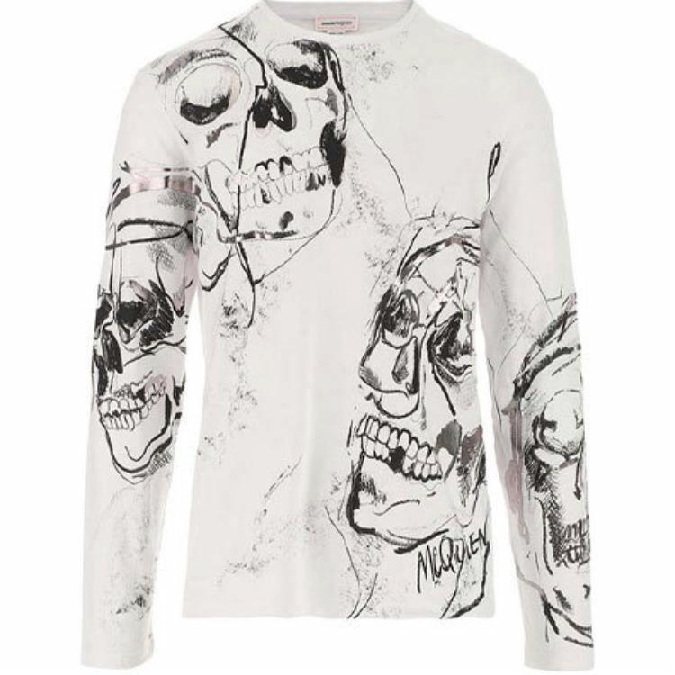 Мужская футболка Alexander McQueen Skull Print (белая)