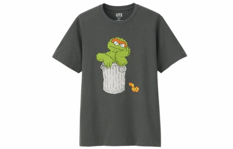 Футболка UNIQLO x Sesame Street x kaws T (темно-серый) — фото 1