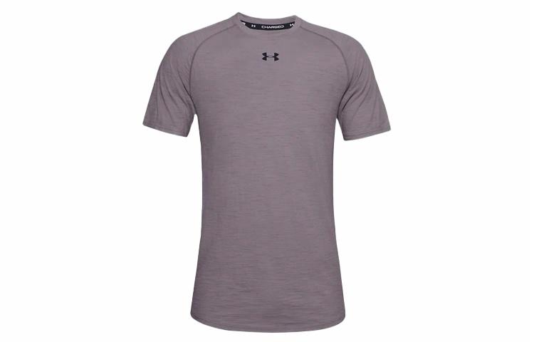 Мужская футболка Under Armour Charged Cotton (серо-фиолетовая) — фото 1