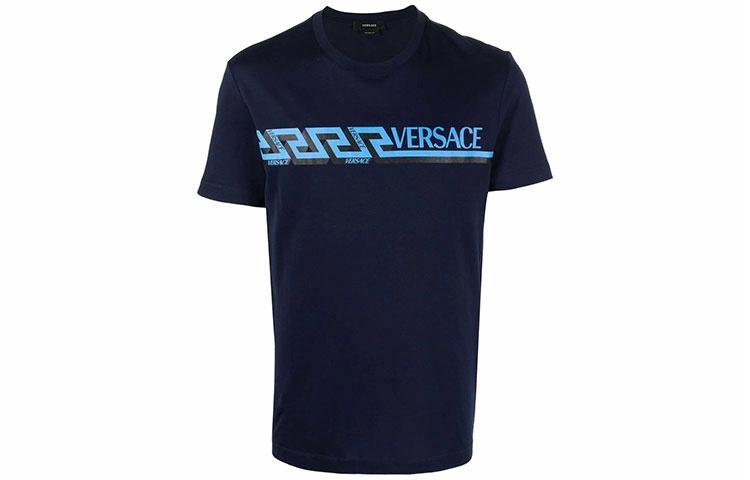 Мужская футболка Versace Logo Print T-Shirt (черная)