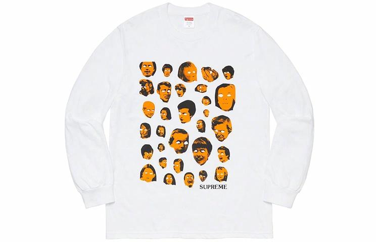 Футболка Supreme FW19 Week 1 Faces L/S Tee (белая)