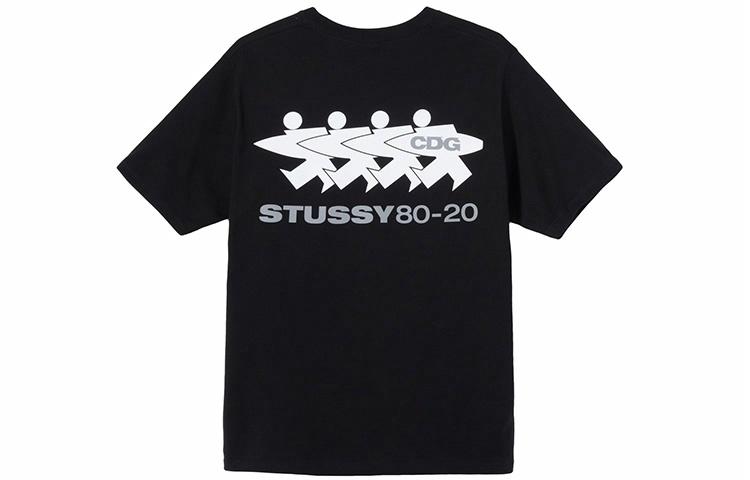 Унисекс футболка Stussy x CDG LogoT (черный) — фото 1