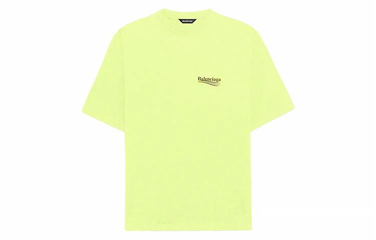 Мужская футболка Balenciaga с принтом (светло-желтая)