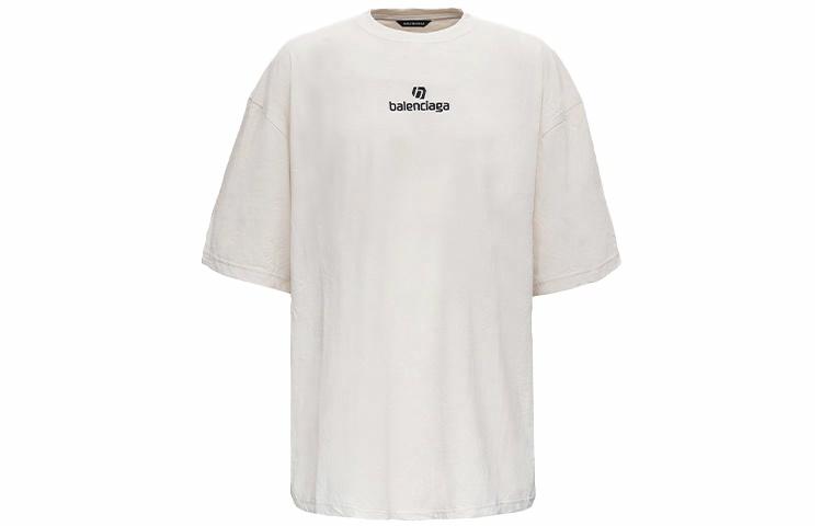 Мужская футболка Balenciaga Logo (серо-белая)