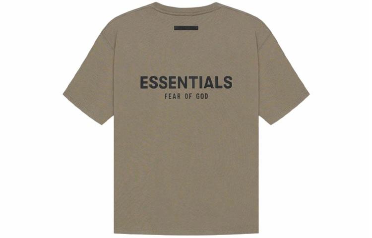 Футболка Fear of God Essentials SS21 Short Sleeve Tee Taupe LogoT (серо-коричневая) — фото 1