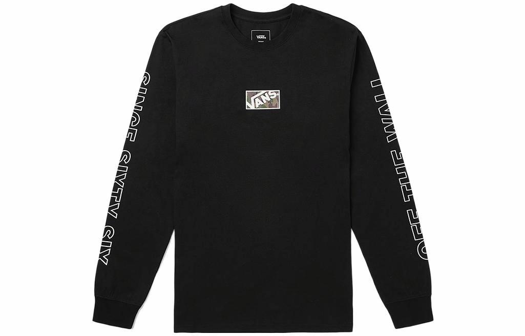 Мужской лонгслив Vans с текстовым принтом (черный)