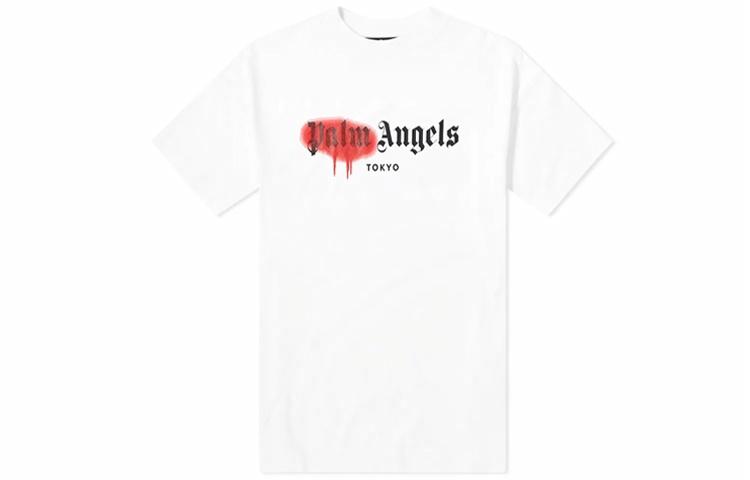 Мужская футболка PALM ANGELS Tokyo Sprayed Logo Tee (белая)