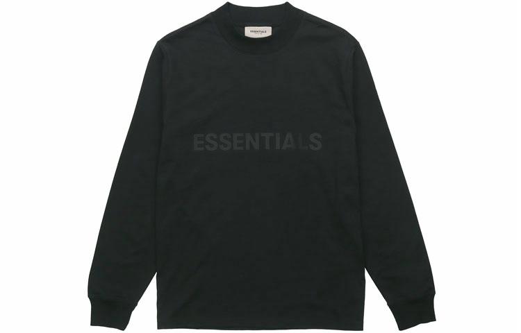 Мужская футболка Fear of God Essentials FW20 Logo Long Sleeve T-Shirt (черная)
