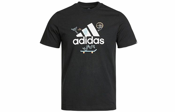 Мужская футболка adidas с принтом (черная) — фото 1