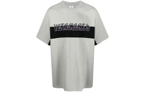 Vetements T Shirts Men's Gray Crew Neck Moderate Straight Fit