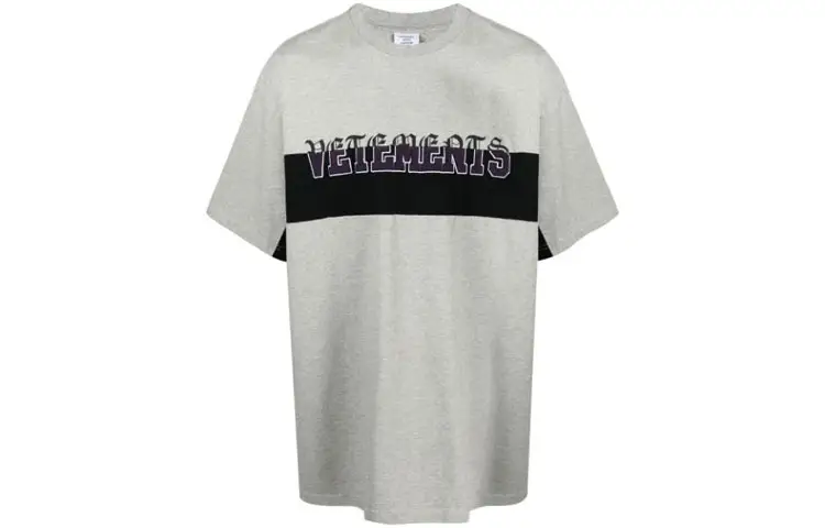 Vetements T Shirts Men's Gray Crew Neck Moderate Straight Fit