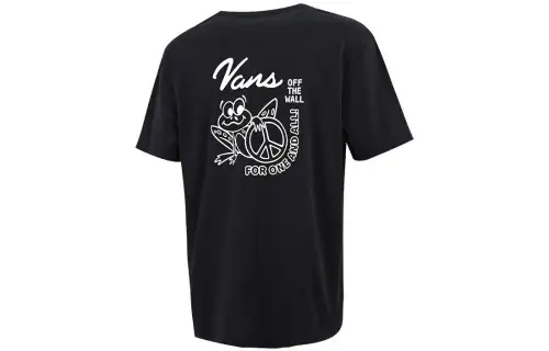 Vans Fansxia T Shirts Men's Black Crew Neck Moderate Straight Fit