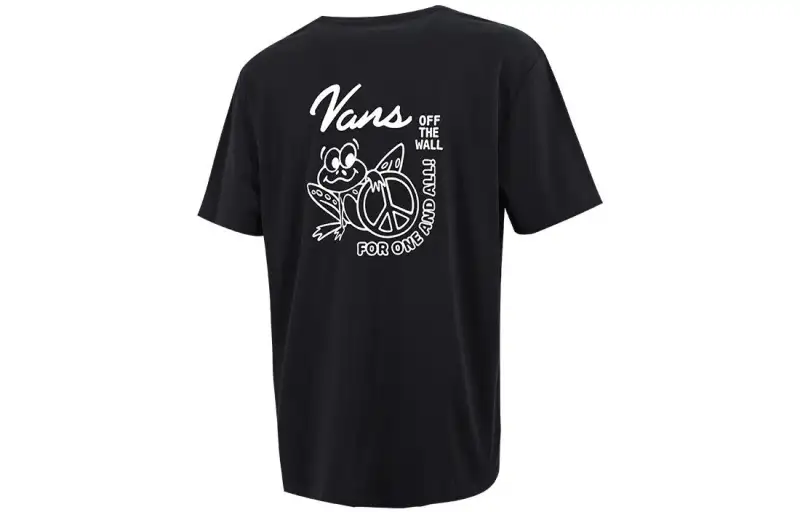 Vans Fansxia T Shirts Men's Black Crew Neck Moderate Straight Fit