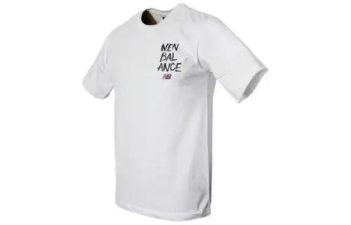 New Balance T Shirts Men's White Crew Neck Moderate Straight Fit