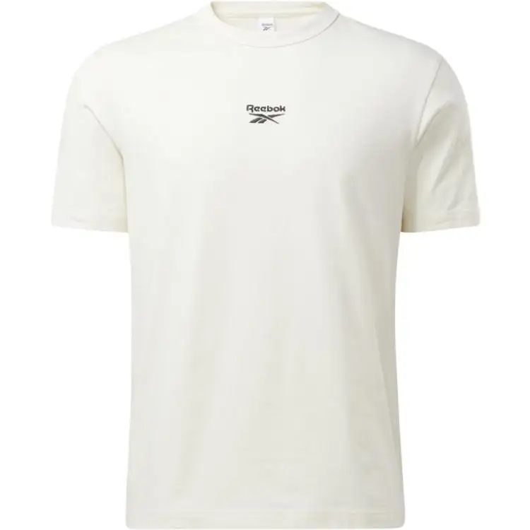 Reebok T Shirts Unisex Ecru Crew Neck Thin Straight Fit