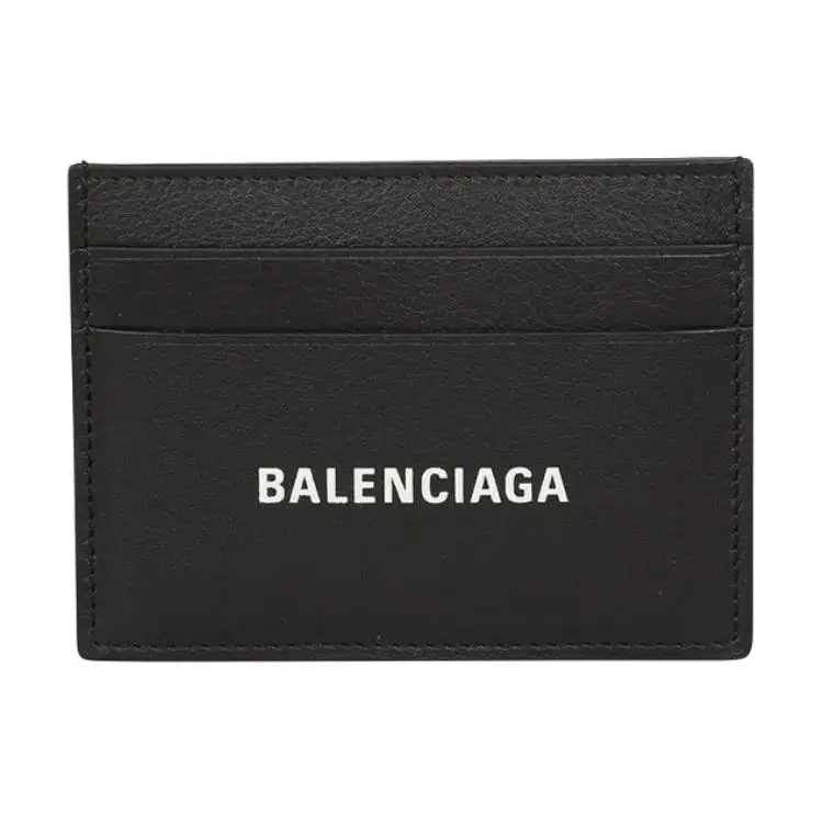 Balenciaga Leather Card Holder, Wallet Men's Black